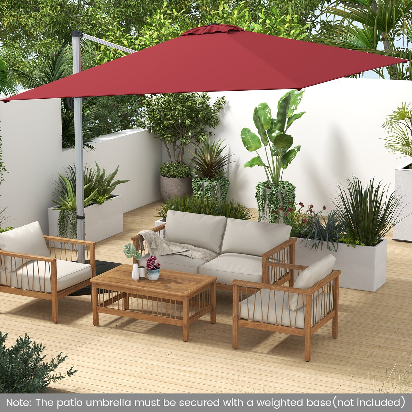 300cm Patio Cantilever Umbrella with 360° Rotation and Adjustable Tilt-Beige