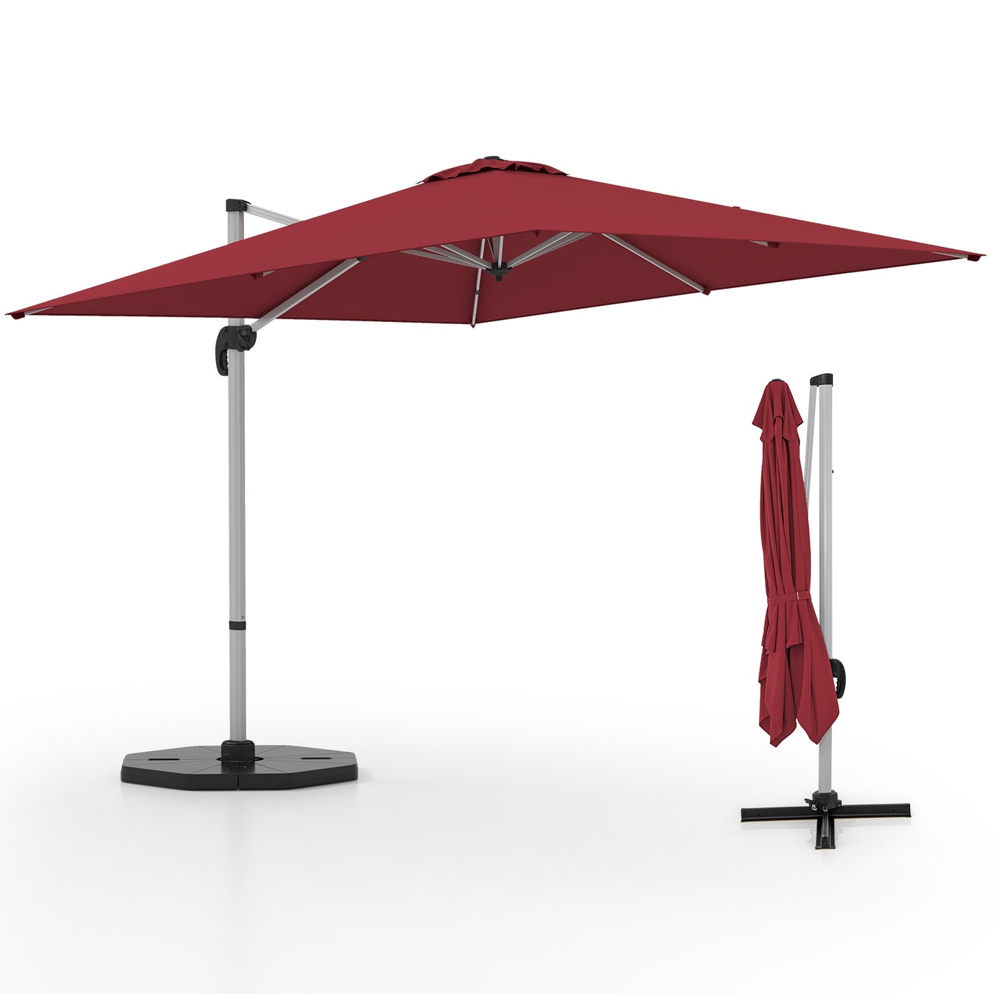300cm Patio Cantilever Umbrella with 360° Rotation and Adjustable Tilt-Beige