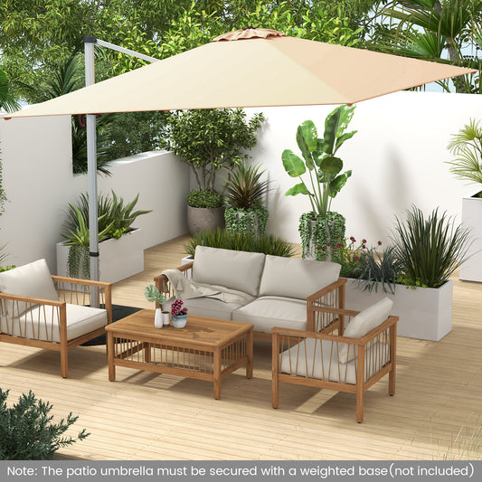 300cm Patio Cantilever Umbrella with 360° Rotation and Adjustable Tilt-Beige
