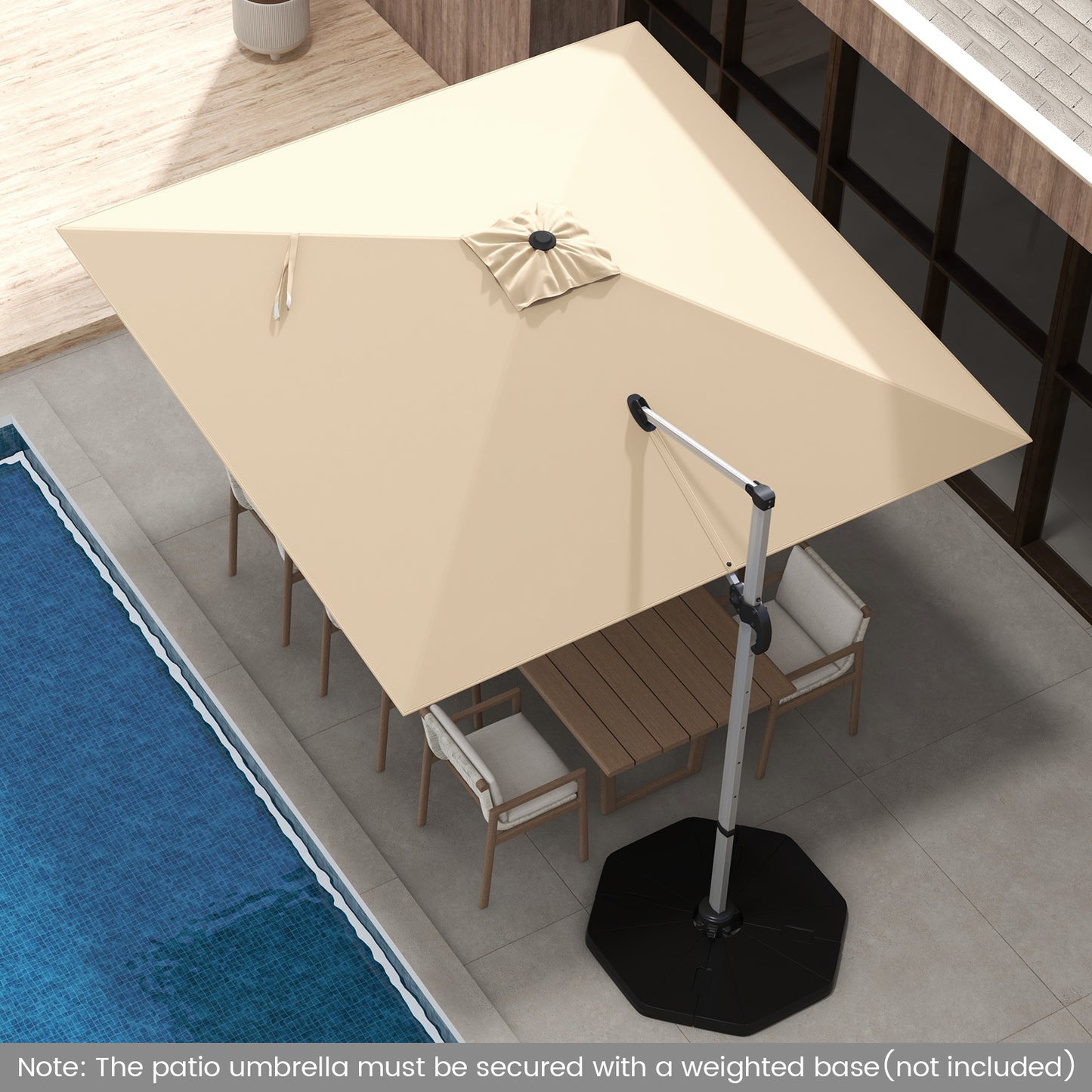 300cm Patio Cantilever Umbrella with 360° Rotation and Adjustable Tilt-Beige