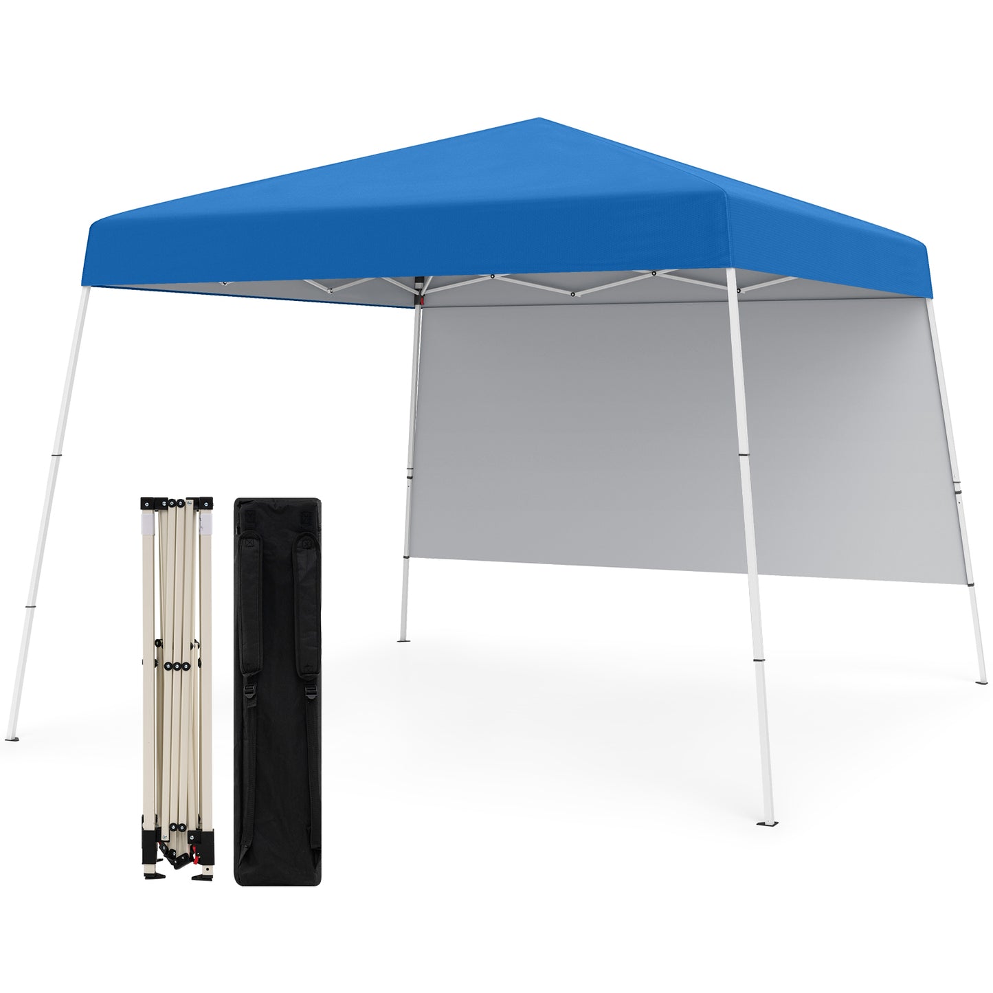 300 x 300 cm Pop up Canopy Tent with 1 Sidewall and Portable Backpack-Black