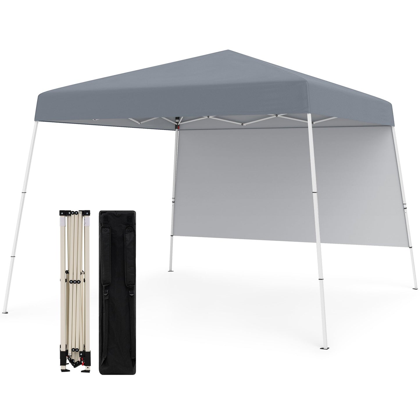300 x 300 cm Pop up Canopy Tent with 1 Sidewall and Portable Backpack-Black