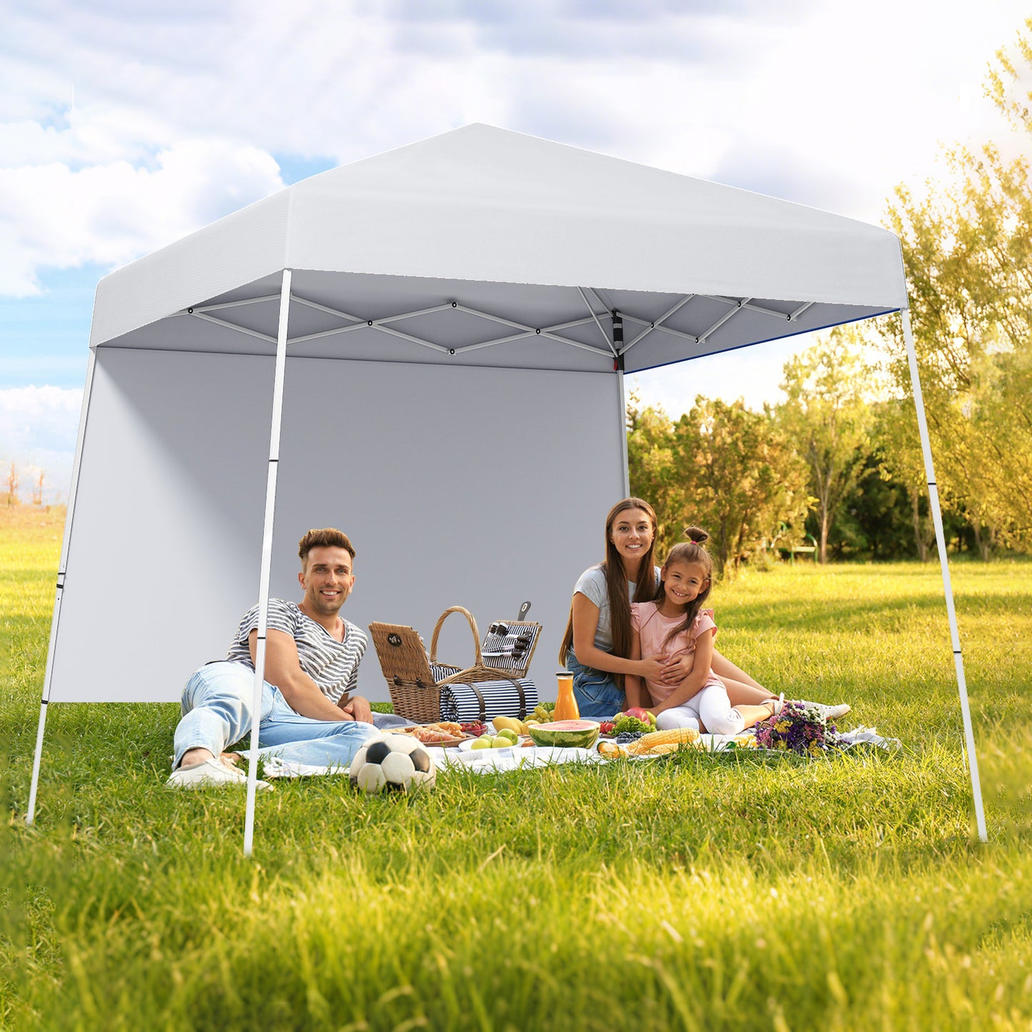 300 x 300 cm Pop up Canopy Tent with 1 Sidewall and Portable Backpack-Black