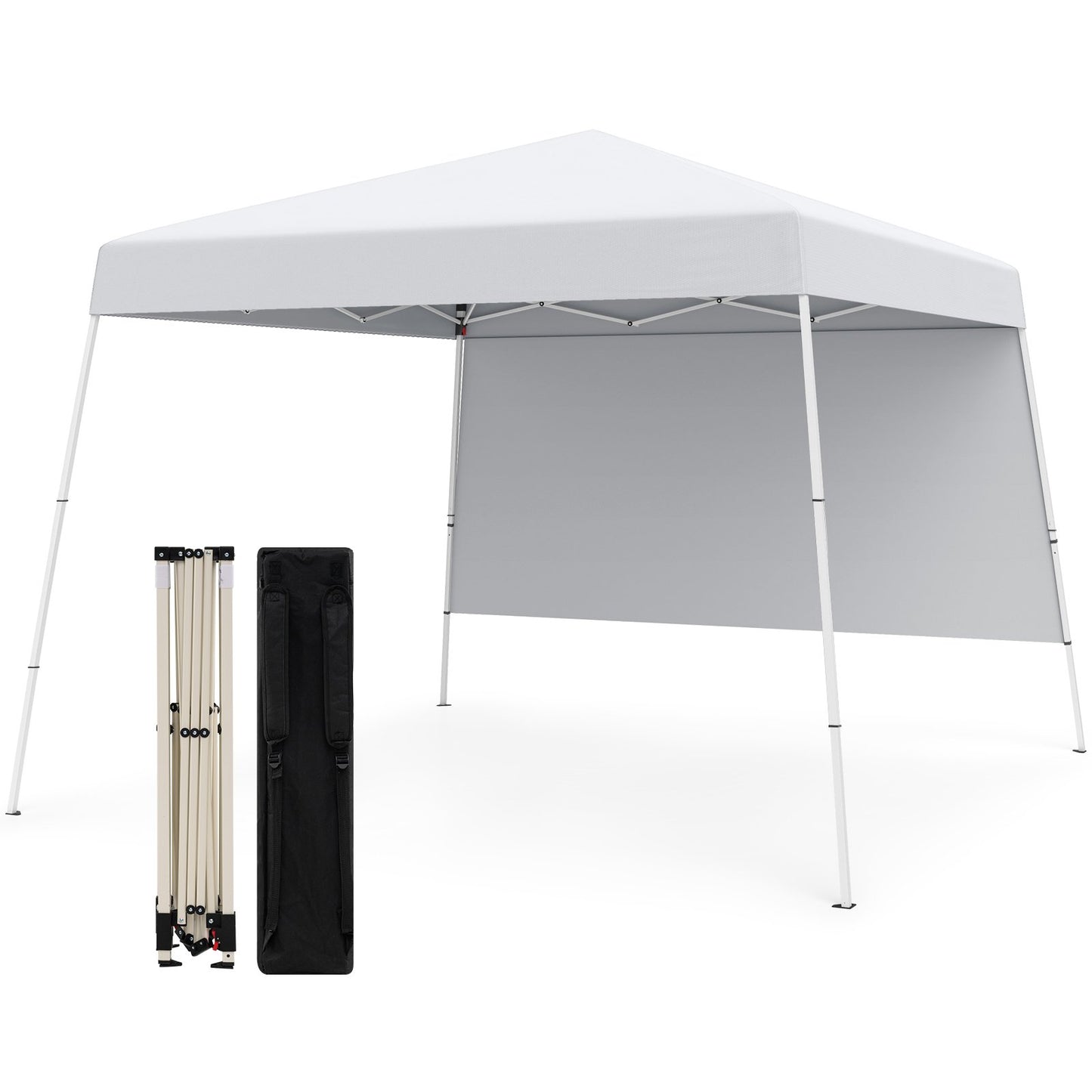 300 x 300 cm Pop up Canopy Tent with 1 Sidewall and Portable Backpack-Black