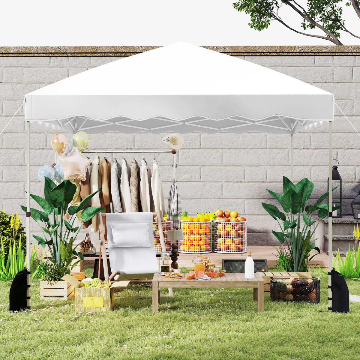 300 x 300 cm Pop up Canopy Tent with Wheeled Bag-Blue