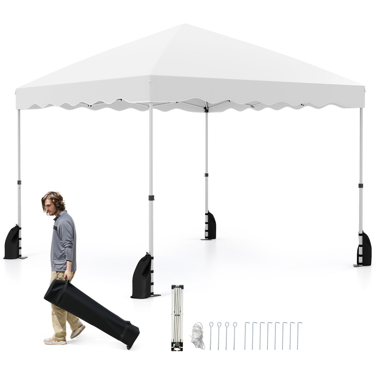 300 x 300 cm Pop up Canopy Tent with Wheeled Bag-Blue