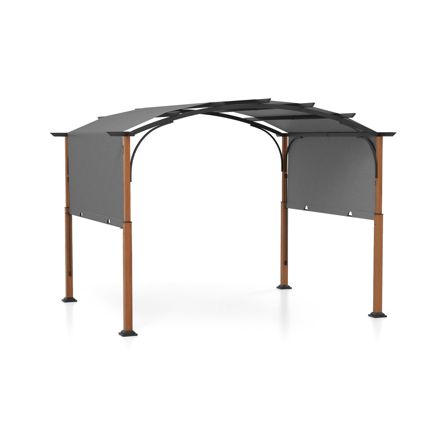 300 x 360 cm Retractable Pergola Arched Patio Pergola with Sun Shade Canopy-Beige