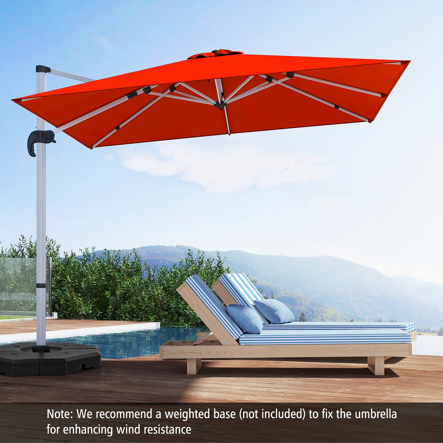 300cm Patio Cantilever Umbrella with 360° Rotation and Adjustable Tilt-Beige