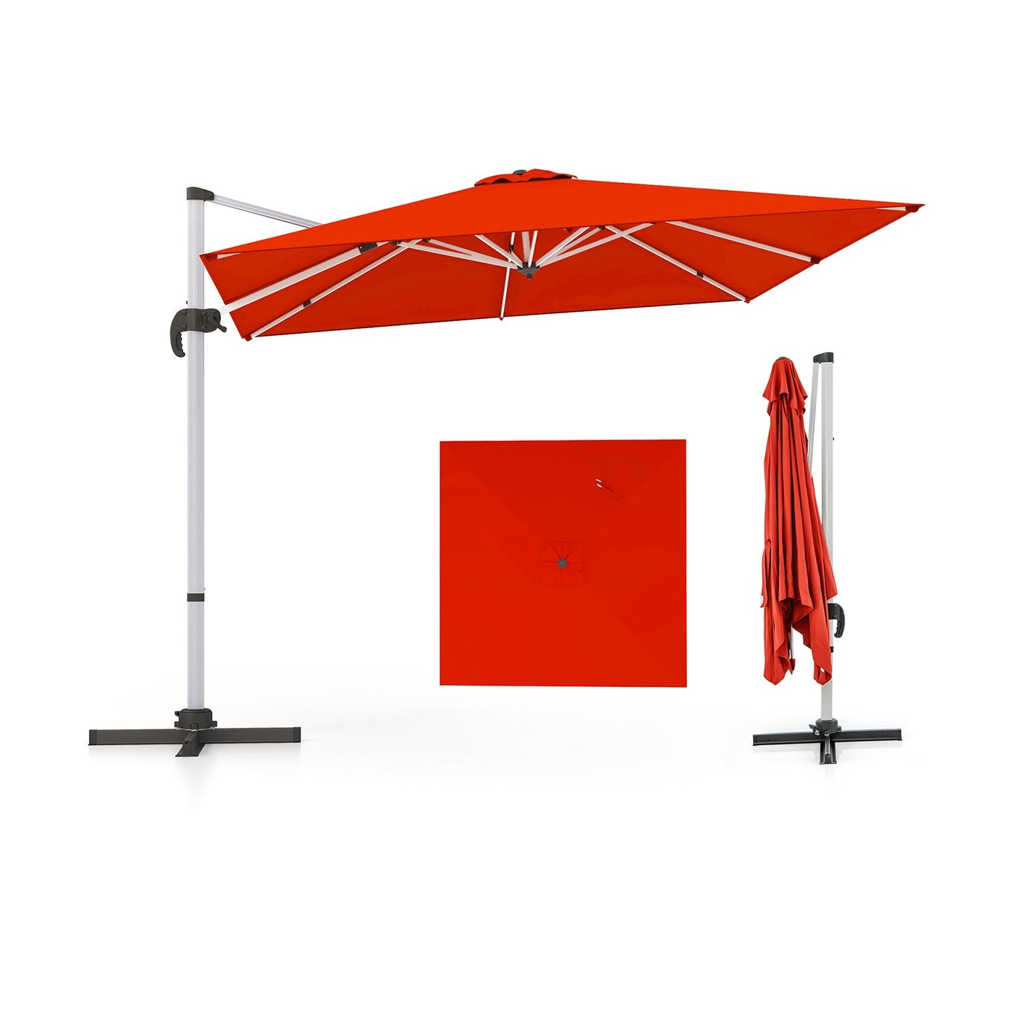300cm Patio Cantilever Umbrella with 360° Rotation and Adjustable Tilt-Beige
