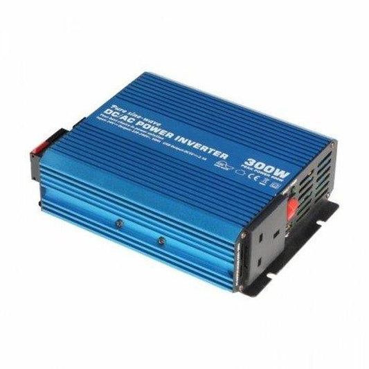 300W 24V pure sine wave power inverter 230V AC output (UK socket), with powerful USB charging port