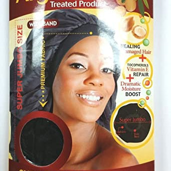 Magic Collection Jumbo Size Organic Argan Oil Hair Sleep Cap No.3015BLA: Protects & Conditions Hair Overnight for All Hair Types