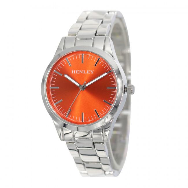 Henley Ladies Sunray Orange Dial & Silver Bracelet Watch H07329.8
