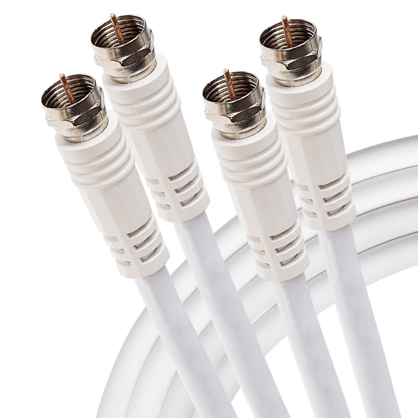 Maplin Twin F Type Male to Twin F Type Male Connector TV Satellite Aerial Extension Cable - White, 3m