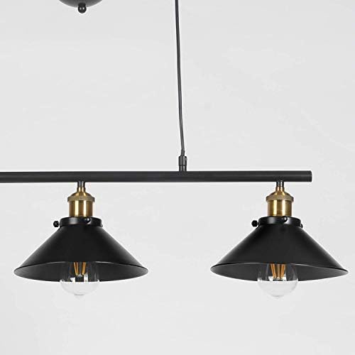 Industrial Vintage Pendant Light, Retro Pulley Suspended Rise and Fall Hangging Light E27 Antique Adjustable Black Metal Water Pipe Chandelier, Lamp for Kitchen Island Bar Hallway Dining Room