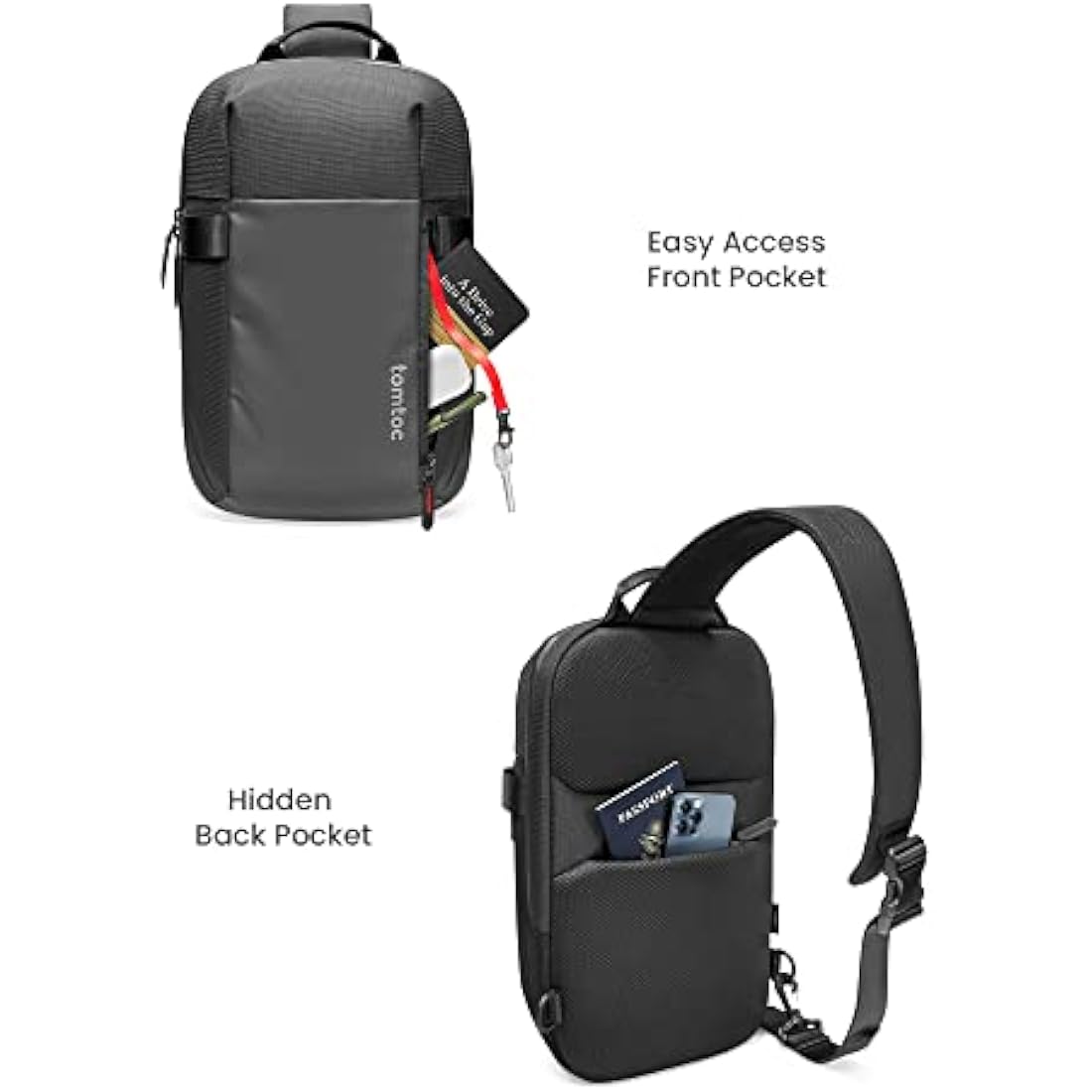 tomtoc Compact EDC Sling Bag for 13-inch MacBook Air M4 2025, 14 inch MacBook Pro M4, 13" iPad Air M3/iPad Pro M4, Minimalist Chest Shoulder Crossbody Bag, Small Daypack for Daily Use, Work- S Size