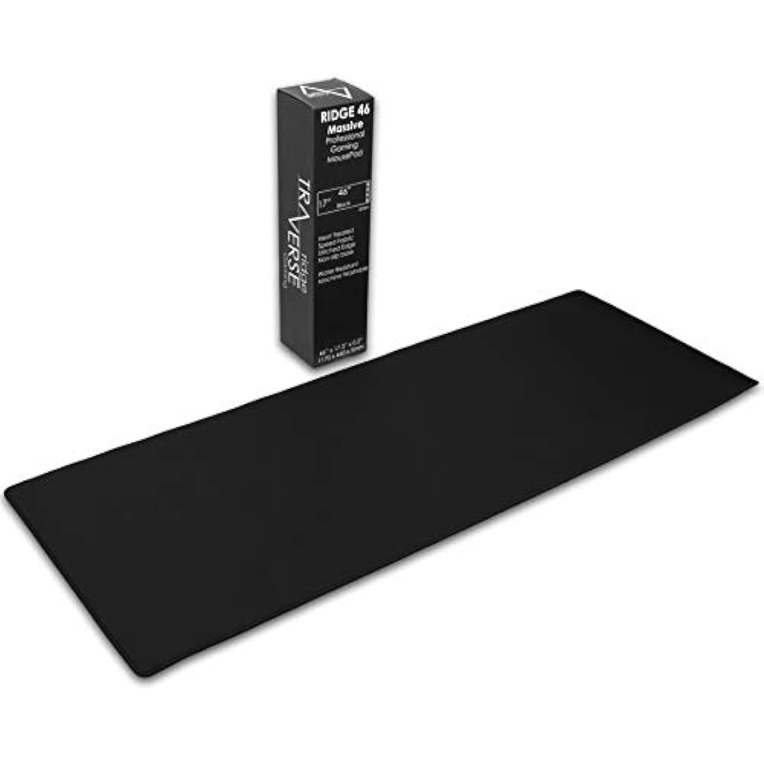Traverse Ridge Pro Gaming Mouse Pad (5mm) | Massive 46 inch | 46x17.3x0.20 Extra Thick | Black/Black | Dense Weave Speed Poly, Superior Control | Stitched Edge, Washable, Giant Large Desk Mat