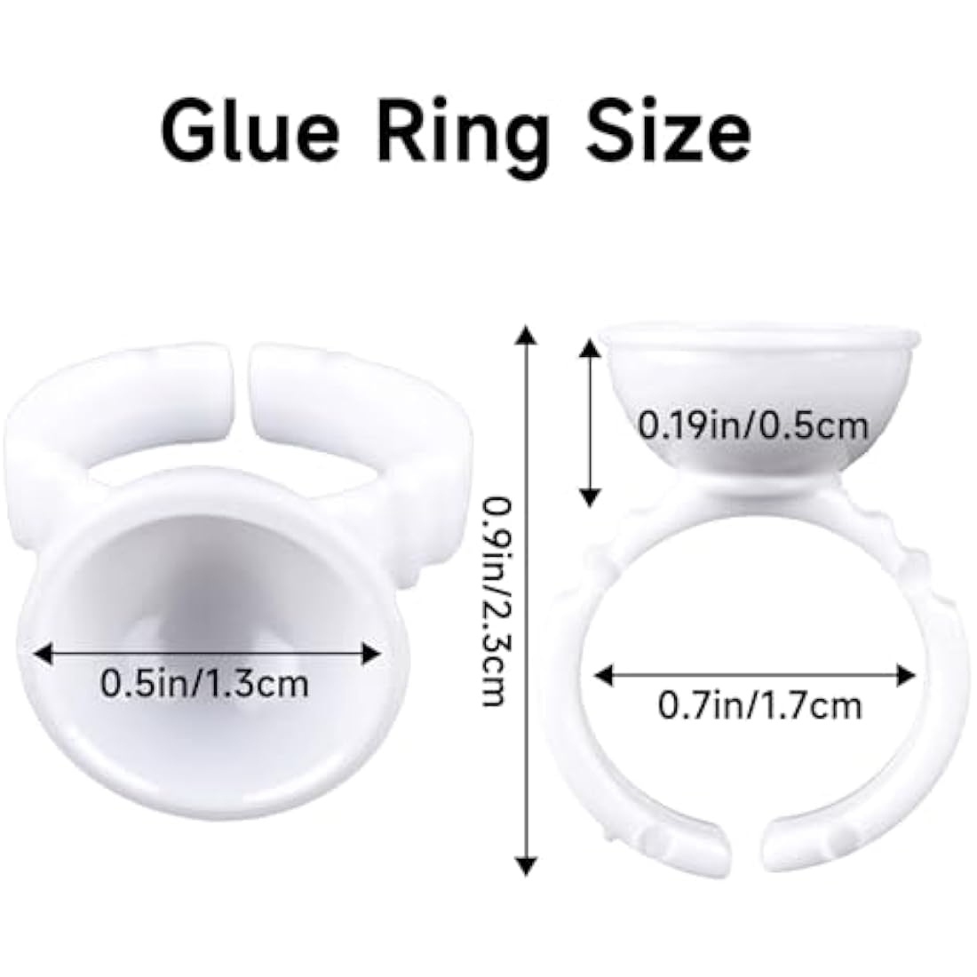 G2PLUS White Eyelash Glue Holder Ring - 100PCS Lash Extension Glue Rings - Small Disposable Plastic Glue Cups Rings for Eyelash Extension, Tattoo Application, Nails Extension