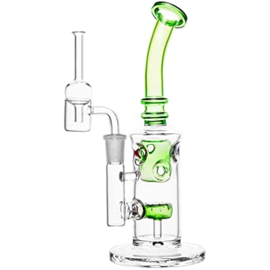 Glass Honeycomb Bong Handmade Water Pipe Perc Wax 14.4mm Bongs with Quartz Banger Cap Bowl for Bongs (Green)