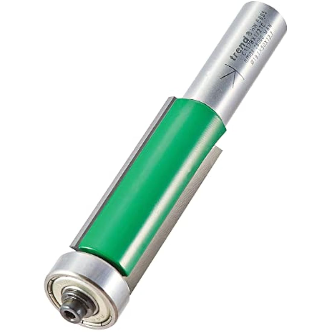 Trend CraftPro Guided Trimmer Router Cutter Bit, 1/2 Inch Shank, 19.1mm Cut Diameter & 50mm Cut Length, Tungsten Carbide Tipped, C117BX1/2TC
