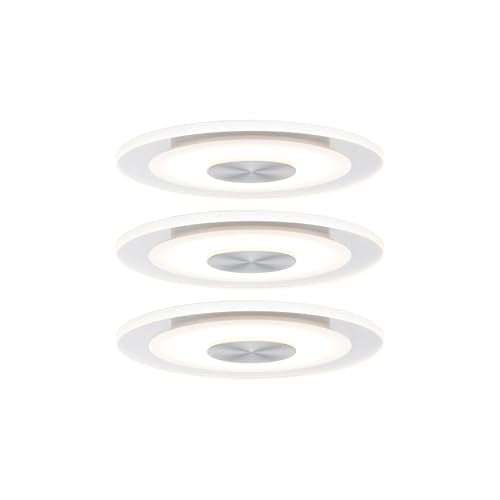 Paulmann Premium Whirl 3 x 4.9 W Recessed Ceiling Spotlight Set, Warm White, Satin Aluminium, Dimmable, IP23, 12 x 12 x 1 cm, Living Room