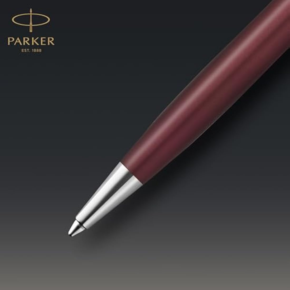 PARKER Sonnet Ballpoint Pen | Premium Metal and Red Satin Finish with Chrome Trim | Medium Point with Black Ink Refill | Gift Box