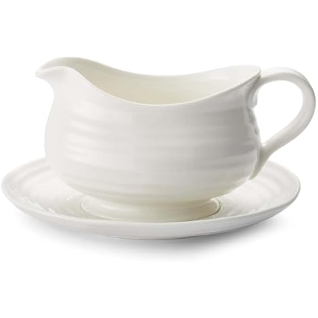 Portmeirion Home & Gifts Gravy Boat & Stand, Porcelain, White, 22.5 x 18 x 10 cm
