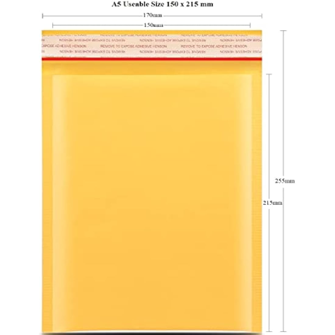 NaXew Padded Envelopes A5, with Easy Tear Strip Peel + Seal Bubble Mailer Bags Postal Wrap Envelope Cushioned Protective Packaging 150 x 215 mm (Yellow A5, 10pcs)