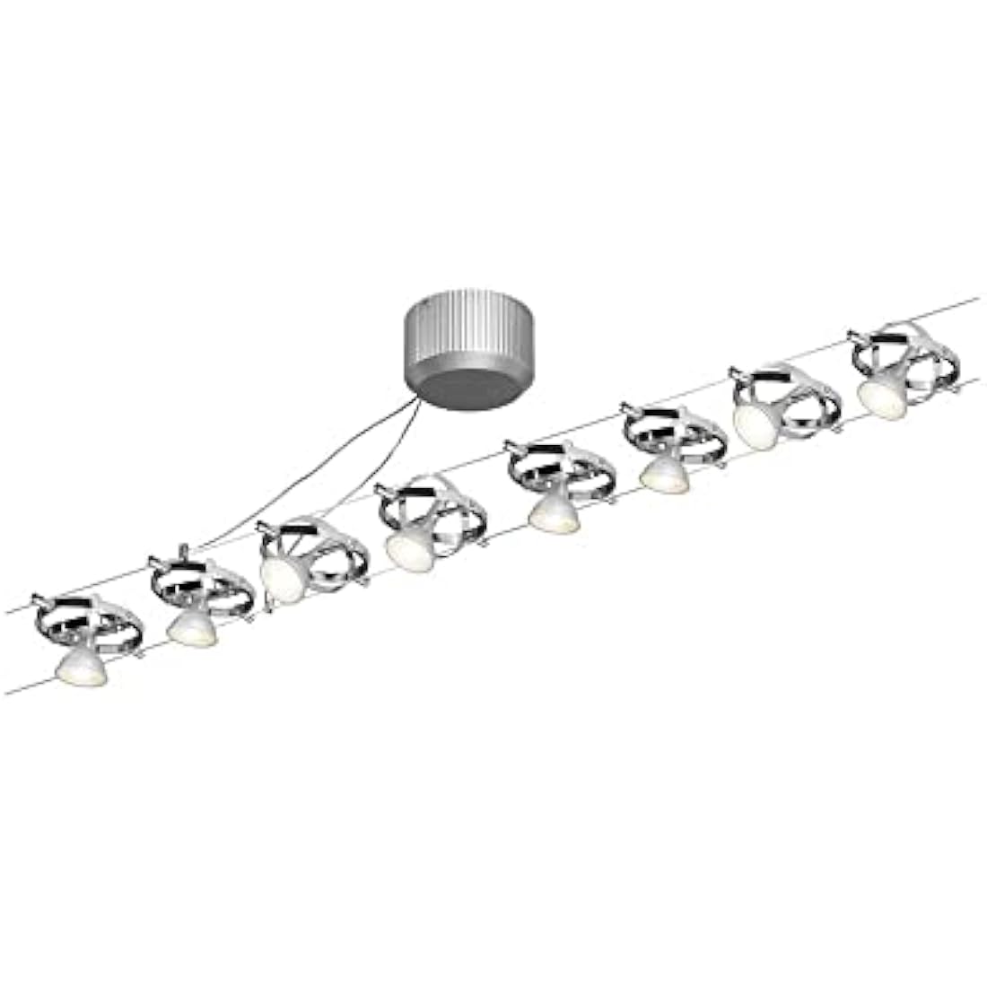 Paulmann 94153 Cable Lighting System – Cardan Set Ceiling Light Metal Wire System for Dimmable GU5.3 LED Lamps - Suitable for Max 8 x 10 Watt Bulbs, Comes Without Bulbs - Matt Chrome