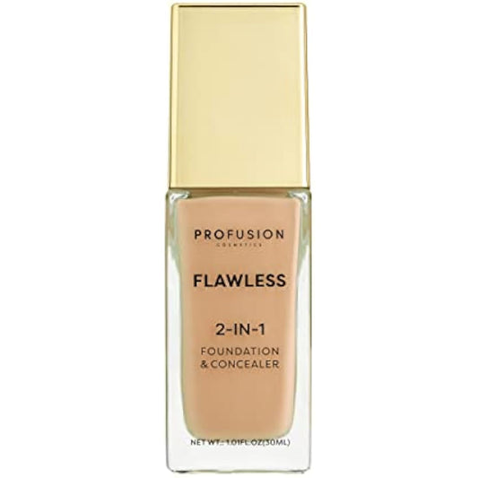 Profusion Cosmetics 2-In-1 Foundation and Concealer for Medium Skin Tone, Flawless Full Coverage and Matte Finish with Convenient Solution for Achieving Polished Look - Neutral Tan
