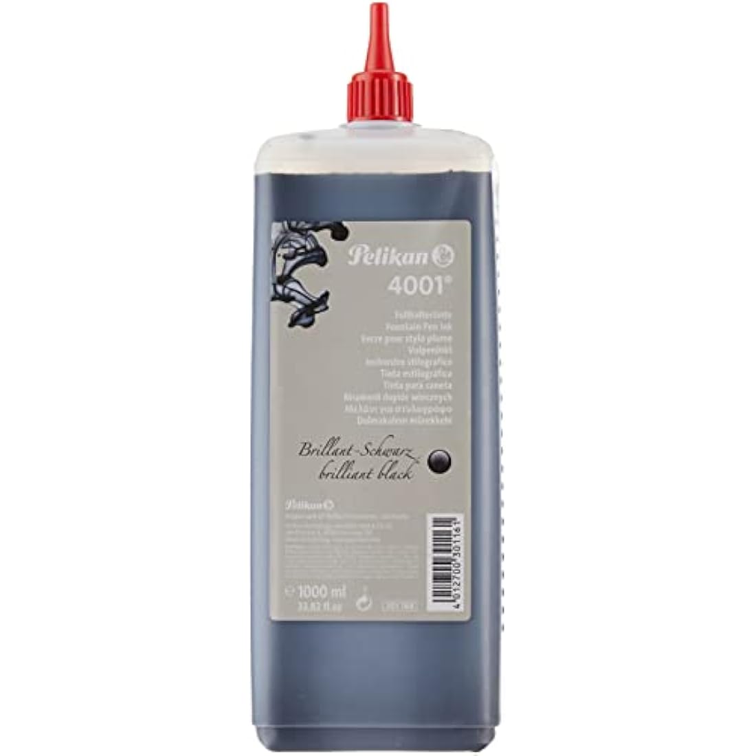 Pelikan Ink 4001 in Plastic Bottle 1000 ml Refill Bottle, Brilliant Black, Pack of 1