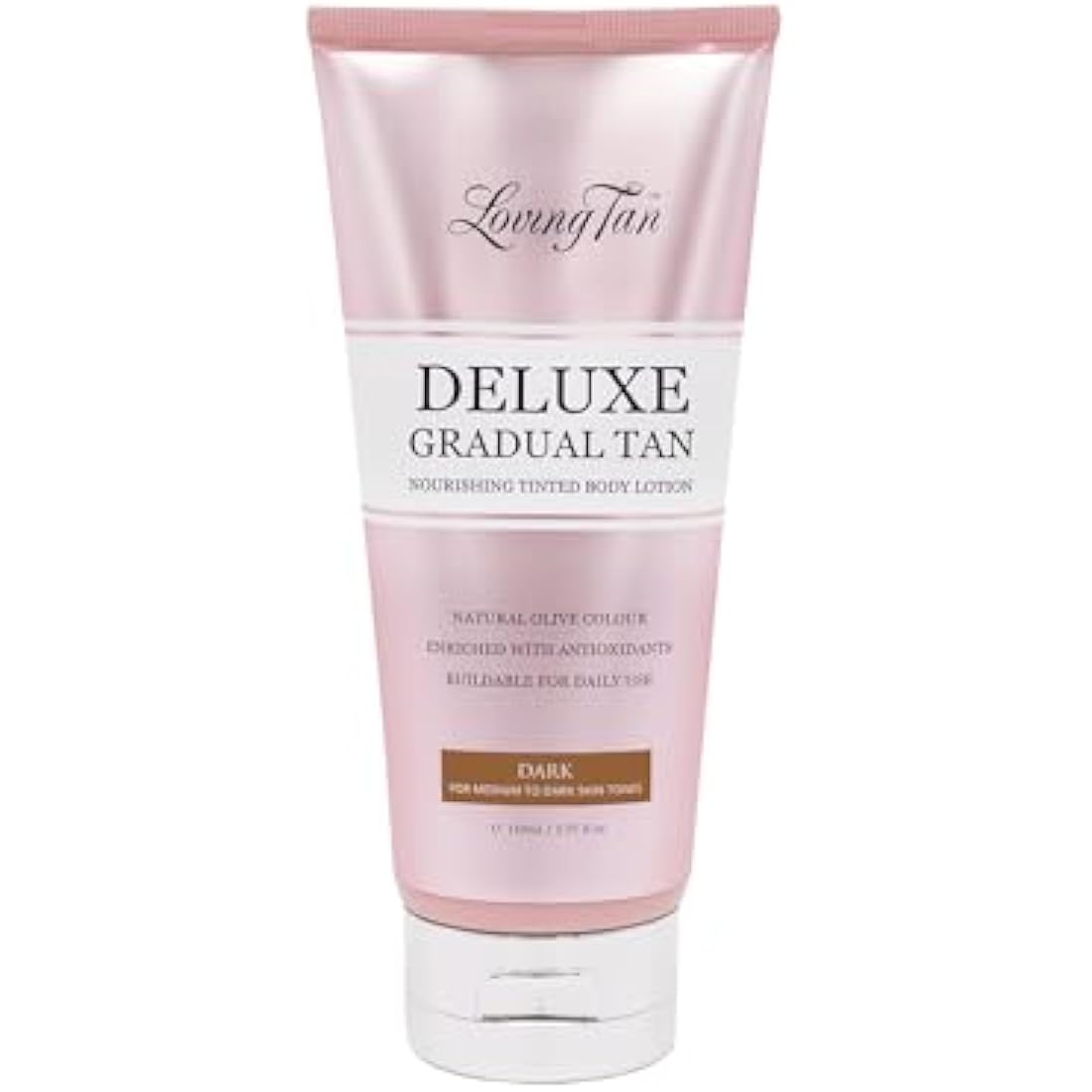 Loving Tan Deluxe Gradual Tan, Dark - Natural looking Self Tanner, Professional Strength Sunless Tanner, 7+ Self Tanning Applications per Bottle - Cruelty Free, Naturally Derived DHA - 150ml