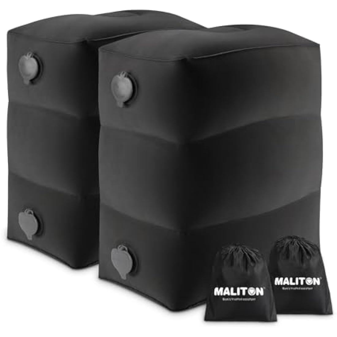 Maliton Airplane Footrest, Inflatable Foot Rest for Kids, Adjustable Height Travel Pillow On Airplanes, Cars, Travel, Office, Toddler Airplane Travel Essentials (Black, 2 Pack)