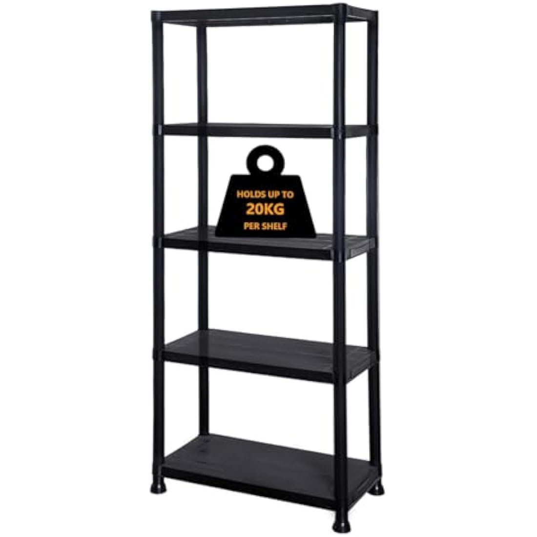 DENNY 5 Tier - Plastic Shelving Unit | Garage Shelving Units | Storage Shelves | Shelving Units for Storage | Plastic Racking | Racking Shelving Unit Warehouse, Garage, Shed, and Workshop