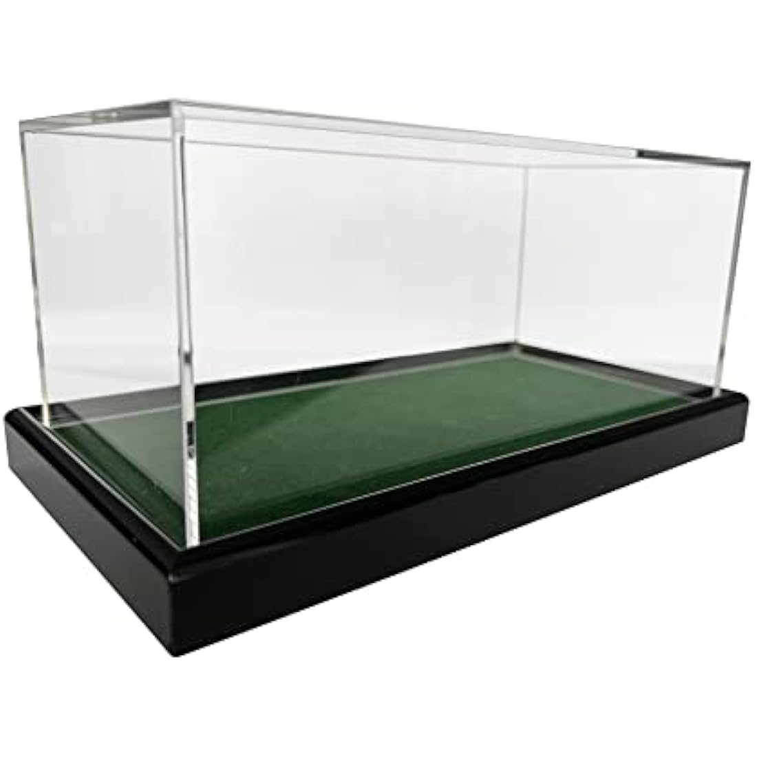 LL-Golf Large universal acrylic display case 22x12x10.5 cm / showcase with green velvet for model car 1:24, 1:32, tennis ball, baseball, 3 golf balls, minifigures, models, clock, minerals