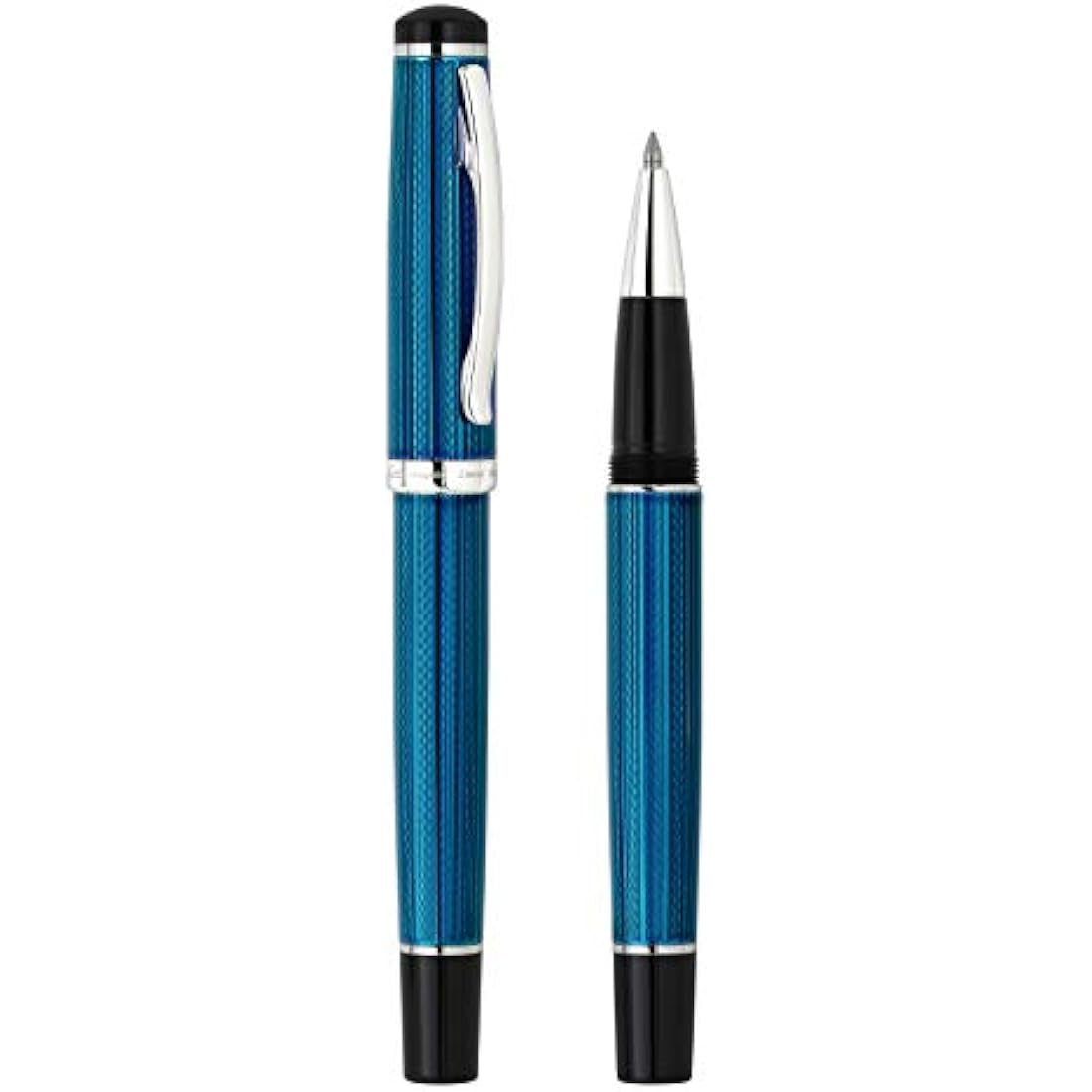 Xezo Incognito Rollerball Pen, Fine Point. Deep Blue Layered Lacquer with Pure Platinum Plating. Handcrafted, Limited Edition, Serialized