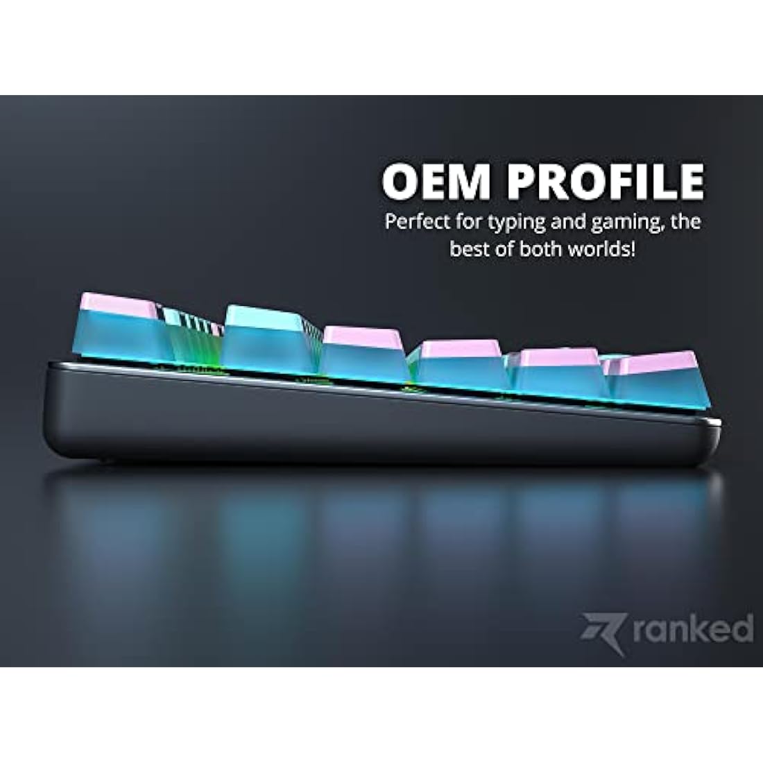 Ranked Pudding v2 PBT Keycaps | 145 Double Shot Translucent ANSI US & ISO Layout | OEM Profile for Full Size, TKL, 75%, 65% and 60% RGB Mechanical Gaming Keyboard (Miami)