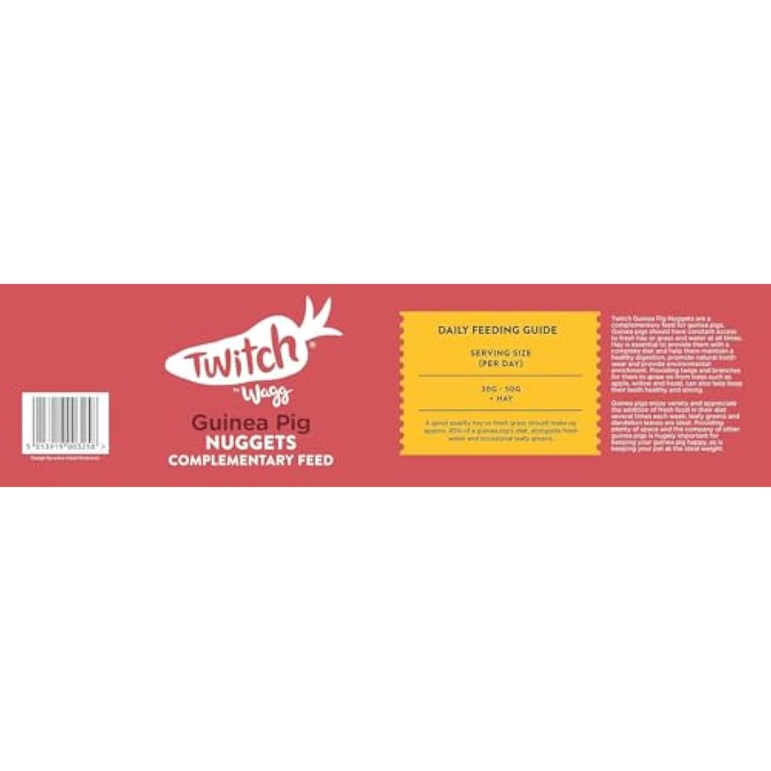 Wagg Twitch Guinea Pig Food 10kg - Complementary Feed Nuggets