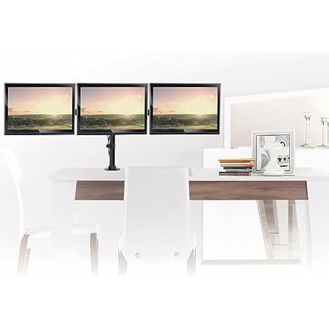 PureMounts PM-OFFICE-03 Desk Mount for 3 Monitors 33-69 cm (13-27 Inches) Tilts -45° to 45° Swivels 180° Rotatable 360° Height Adjustable Maximum Load 8.0 kg VESA 100 x 10000 Black