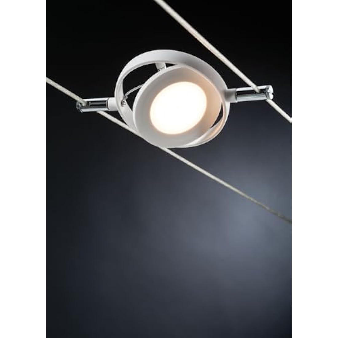 Paulmann 941.06 RoundMac LED Wire System Spot Lights - Tension Wire Lighting Set w/ 6 Round Lamps, 10m Cable Wire & Transformer - Indoor Lighting for Ceiling or Wall in White Matte max 24W 2700K