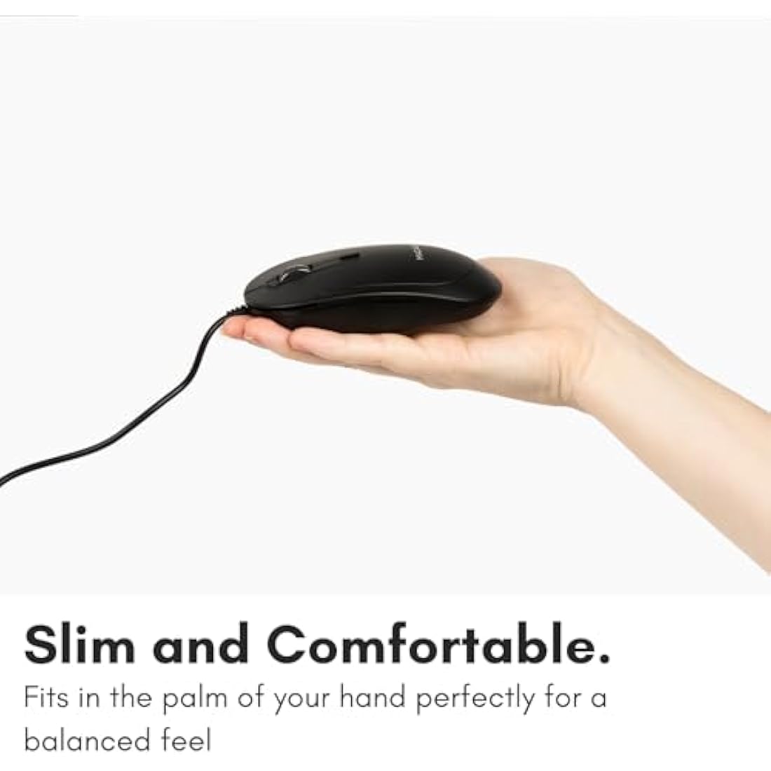 Macally Silent Wired Mouse - Slim & Compact USB Mouse for Apple Mac or Windows PC Laptop/Desktop - Designed with Optical Sensor & DPI Switch - Simple & Comfortable Wired Computer Mouse (Black)