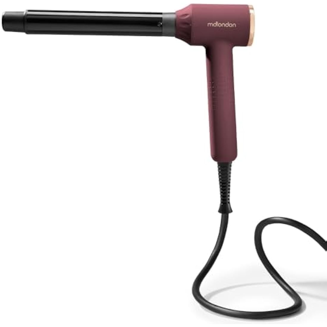 mdlondon CURL Hair Curling Wand (Berry). 4-in-1 Hair Curler with 10mm, 25mm, 32mm & Reverse Conical Barrels. Hair Waver with 14 Heat Settings, Carry Case & Mat - Genuine mdlondon Curling Iron