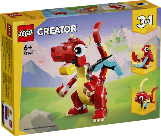 Lego Creator 3 in 1 31145 Red Dragon Buildable Playset for Ages 6 & Up