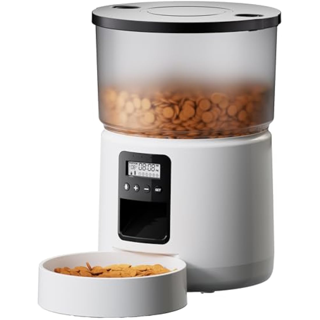 BEMOONY Automatic Cat Feeder, Cat Food Dispenser with 1-6 Meals, Customized Feeding Schedule for Cats & Dogs, Dual Power Supply, Double Lock, 10s Voice, 3L Pet Feeder Including Desiccant Bag, White