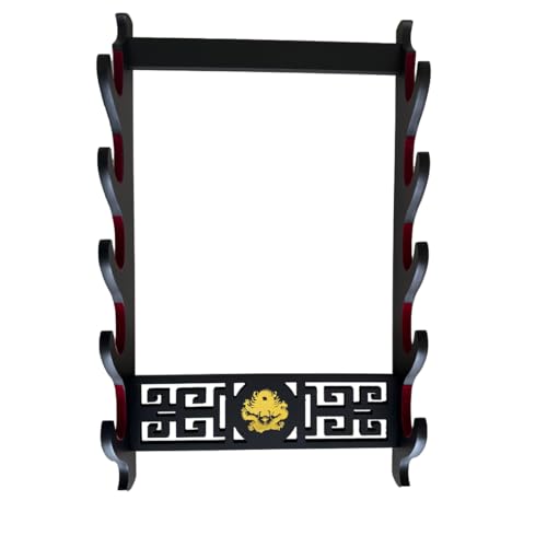 Sword Wall Mount Sword Holder Display Stand Padded Katana Wakizashi Genji and Samurai Swords Dragon Pattern,5 Tier