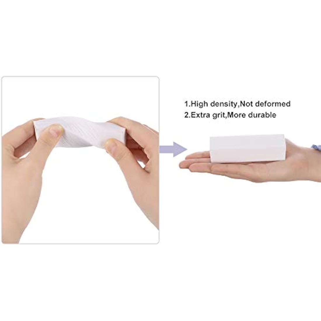 Metagio 10 Pcs Professional Salon Nail Buffer Sanding Block - White, Finger Manicure Pedicure Tools for Home and Salon Use (95*25*25MM)