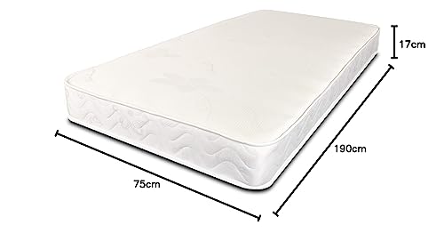 Starlight Beds Stress-Free Small Single Mattress, Value Sprung Small Single Memory Foam Mattress, Soft, White, 18cm Deep. 2ft6 x 6ft3 (75cm x 190cm)
