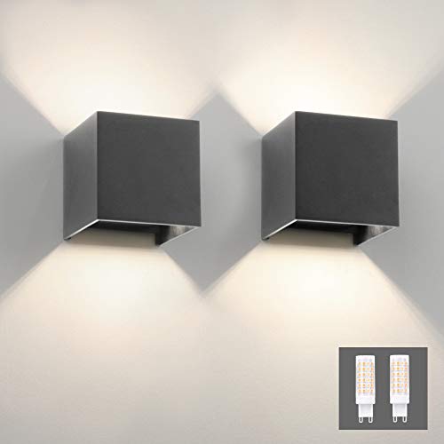 Klighten Modern LED Wall Lights Up and Down Wall Lamp Indoor/Outdoor Wall Sconce Lights for Living Room, Bedroom, Hallway, Natural White 4000K, Dark