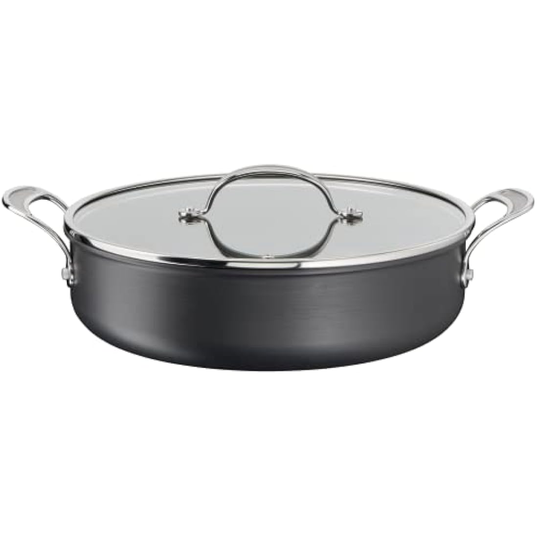 Tefal Jamie Oliver Cook's Classics Hard Anodized Shallow Pot, 30 cm, 5.4L, Non-Stick Coating, Heat Indicator, Riveted Handle, Oven-Safe Kitchen Pan, All hobs Compatible Including Induction, H9129943