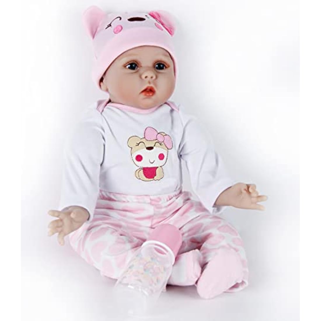 ZIYIUI Reborn Baby Dolls 22 inch 55cm Realistic Soft Vinyl Silicone with Cotton Body Looks Like a Real Newborn Baby Perfect for Cuddling, Playtime, and Giving (Open eyes)