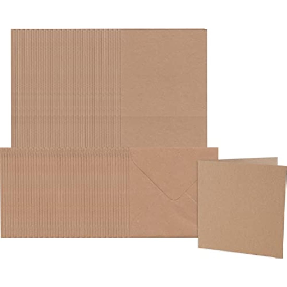 Craft UK 2050 5 x 5 inch Kraft Card and Envelope pack of 50 - Brown